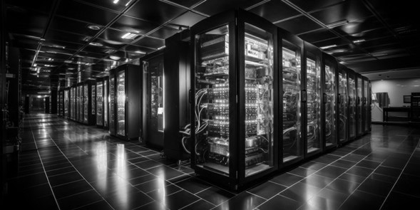 Imagen centro de datos blanco y negro